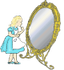 Alice devant le miroir magique du pays des merveilles